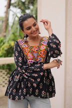 Cotton Kutchi Patch-Work Top – Full Sleeves | Adjustable Fit | Festive Wear
