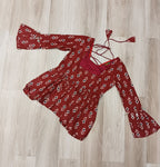 Cotton Kutchi Patch-Work Maroon Top – Full Sleeves | Adjustable Fit | Festive Wear