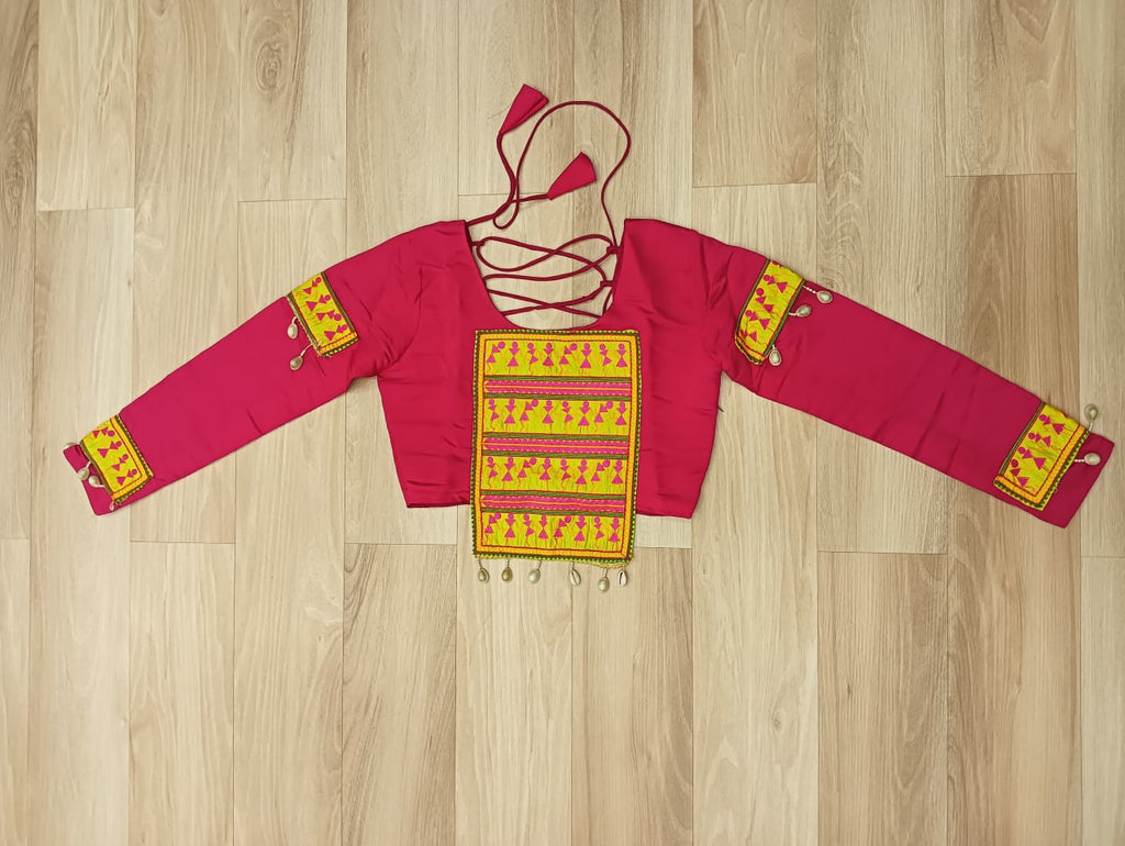 Roman Fabric Pink Lehenga Choli Set with Mirror Lace & Gamthi Embroidered Work (Full-Stitched)