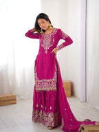 Women’s Pink Designer Faux Georgette Salwar Suit with Dupatta – Elegant Party & Festive Wear
