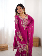 Women’s Pink Designer Faux Georgette Salwar Suit with Dupatta – Elegant Party & Festive Wear
