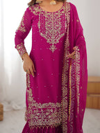 Women’s Pink Designer Faux Georgette Salwar Suit with Dupatta – Elegant Party & Festive Wear