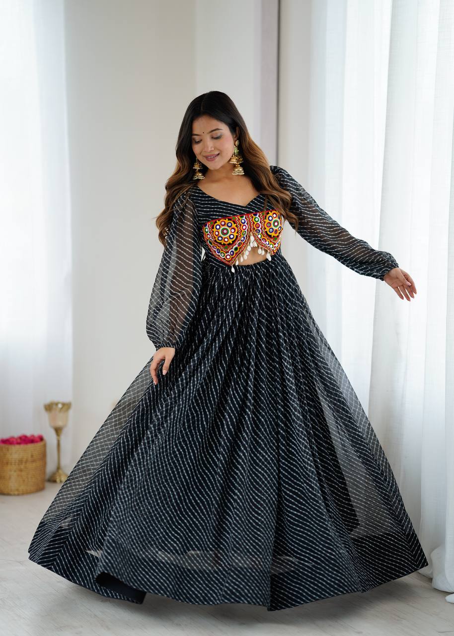 Women’s Black Elegant Georgette Gown with Stylish Flair – Perfect for Parties & Festive Wear