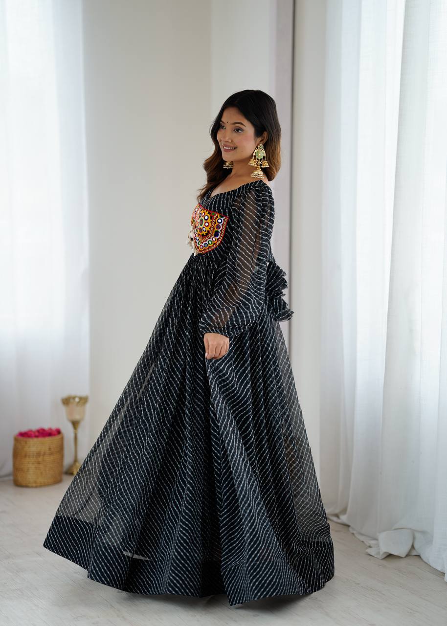 Women’s Black Elegant Georgette Gown with Stylish Flair – Perfect for Parties & Festive Wear