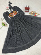 Women’s Black Elegant Georgette Gown with Stylish Flair – Perfect for Parties & Festive Wear