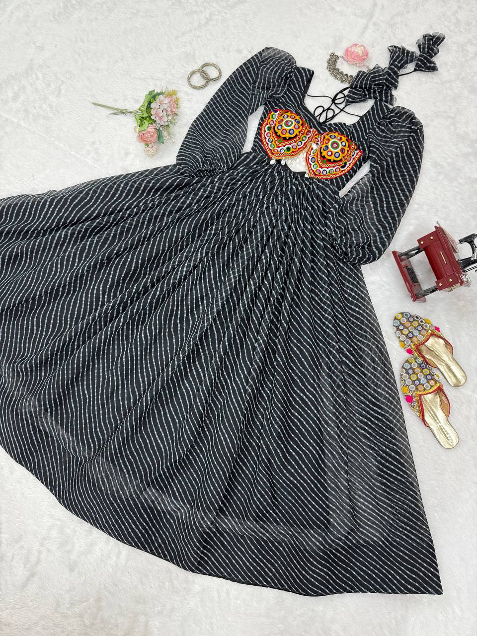 Women’s Black Elegant Georgette Gown with Stylish Flair – Perfect for Parties & Festive Wear