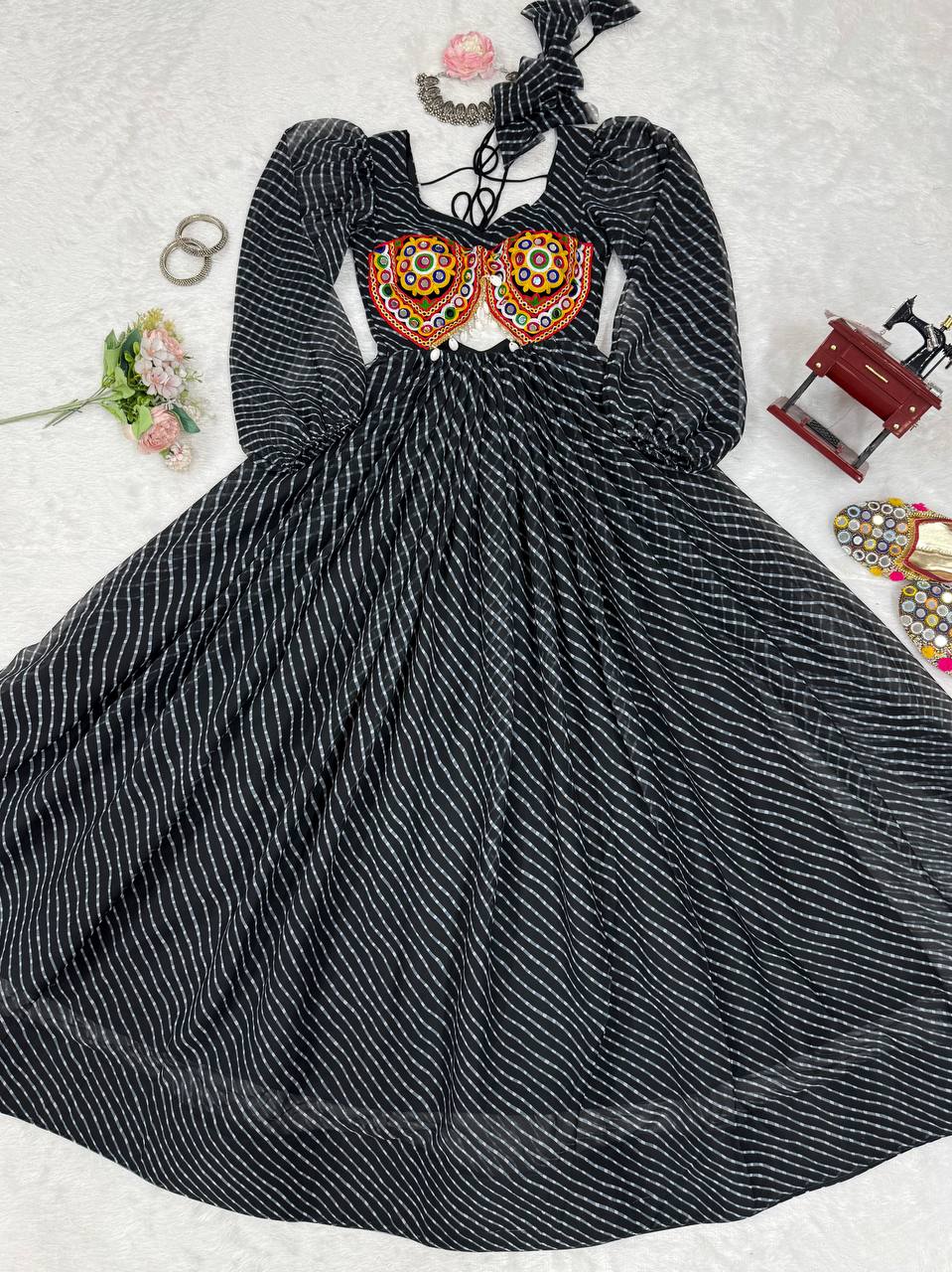 Women’s Black Elegant Georgette Gown with Stylish Flair – Perfect for Parties & Festive Wear
