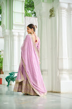 Lavender Faux Georgette Gown with Embroidered Work – Elegant Ethnic Wear