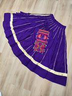 Roman Fabric Purple Lehenga Choli Set with Gota Patti Lace & Kutchi Gamthi Mirror Work (Full-Stitched, Sleeveless)