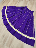 Roman Fabric Purple Lehenga Choli Set with Gota Patti Lace & Kutchi Gamthi Mirror Work (Full-Stitched, Sleeveless)
