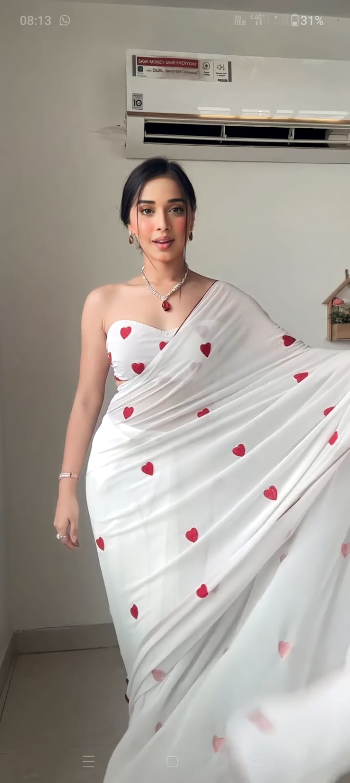Women’s Ready-to-Wear Georgette Embroidered Saree with Unstitched Blouse – Fits Sizes 26" to 44"