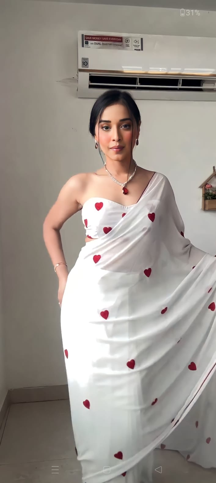 Women’s Ready-to-Wear Georgette Embroidered Saree with Unstitched Blouse – Fits Sizes 26" to 44"