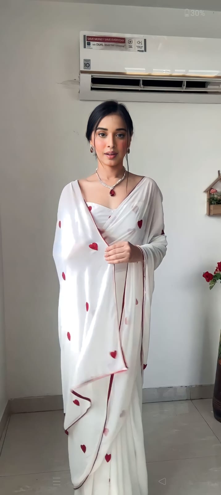 Women’s Ready-to-Wear Georgette Embroidered Saree with Unstitched Blouse – Fits Sizes 26" to 44"