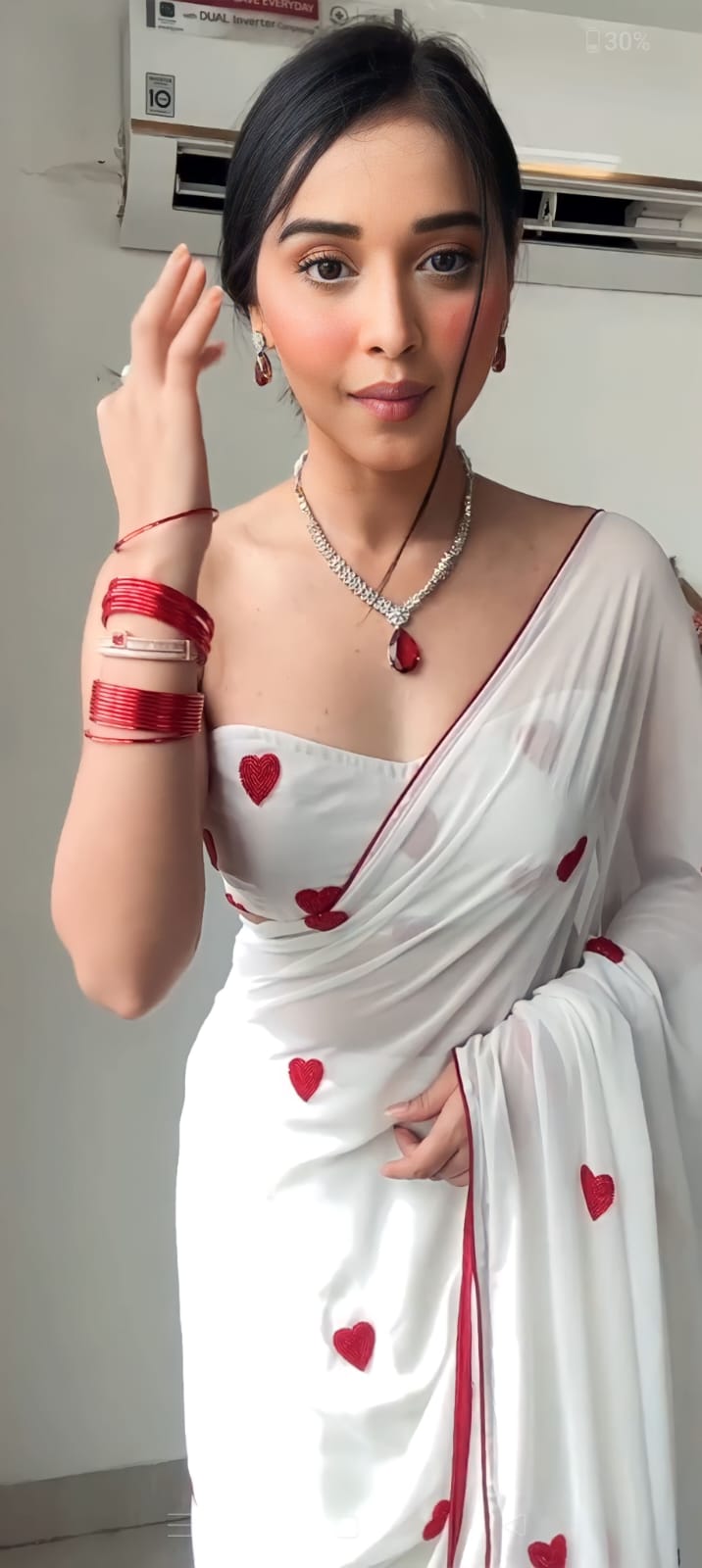 Women’s Ready-to-Wear Georgette Embroidered Saree with Unstitched Blouse – Fits Sizes 26" to 44"