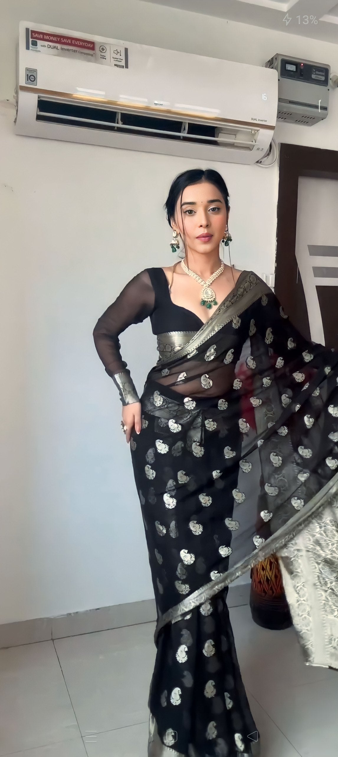 Black Ready-to-Wear Saree for Women – Elegant Pre-Stitched Ethnic Wear