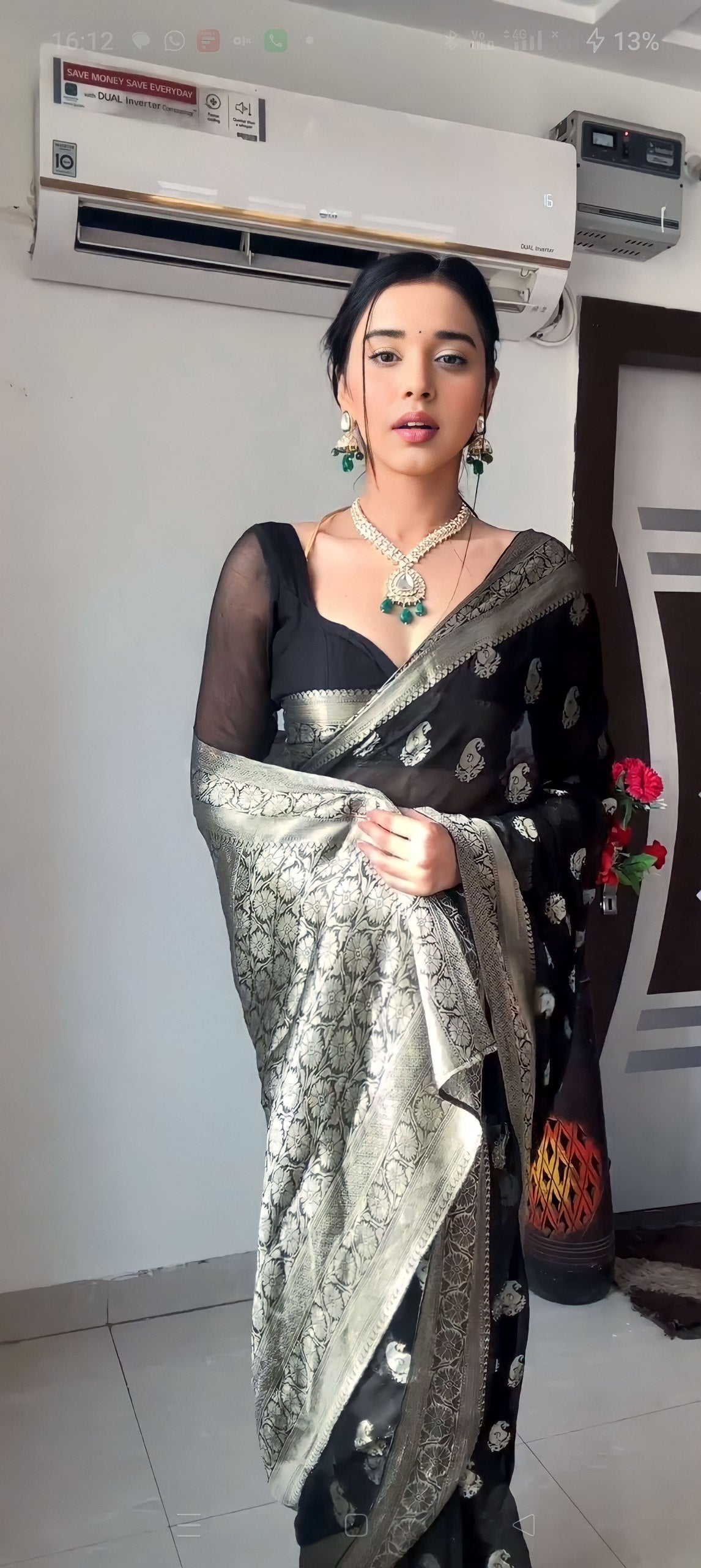 Black Ready-to-Wear Saree for Women – Elegant Pre-Stitched Ethnic Wear