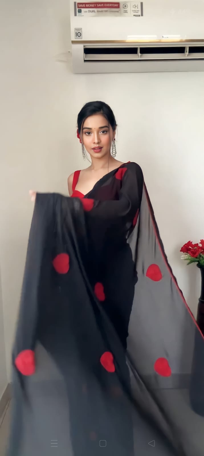 Black Georgette Ready-to-Wear Saree for Women – Pre-Stitched Elegant Ethnic Wear