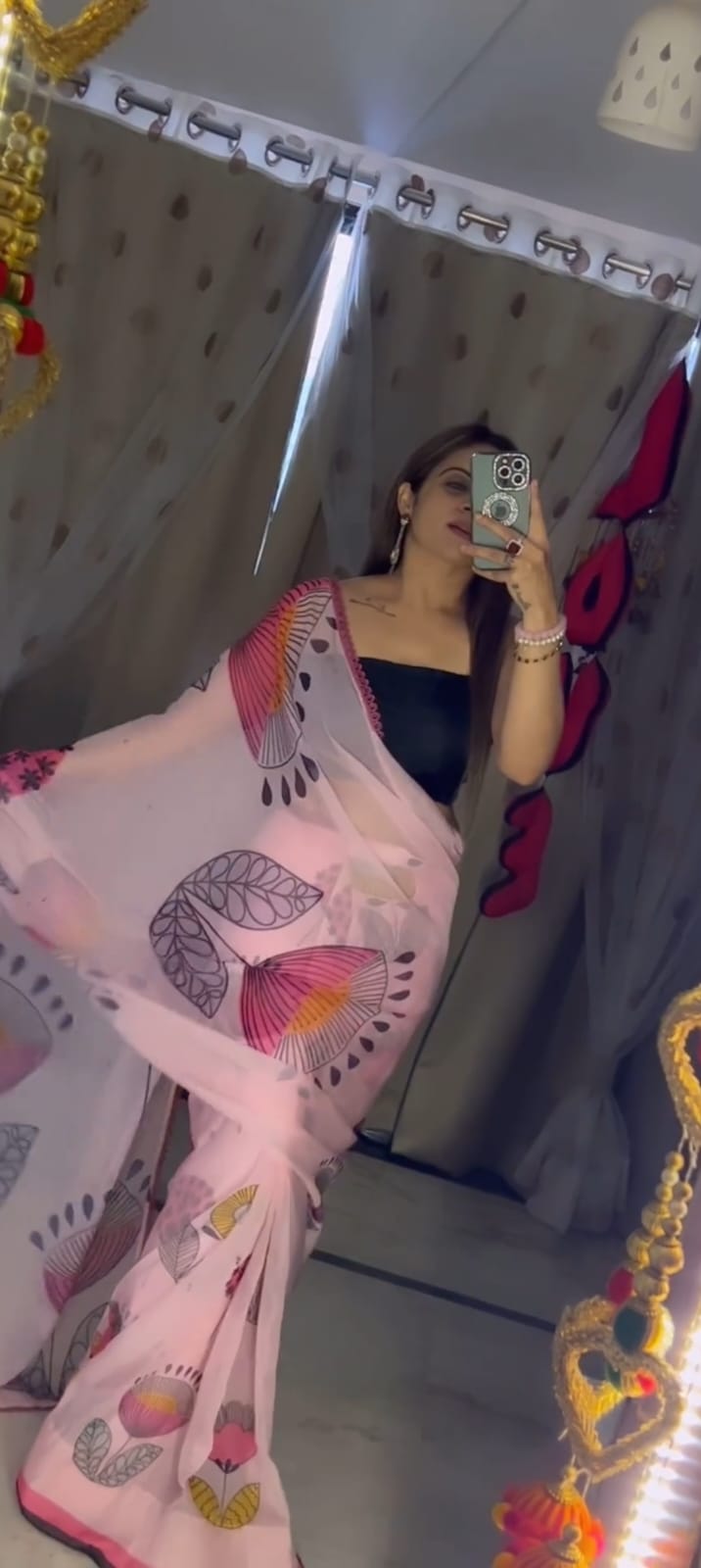 Pink Georgette Ready-to-Wear Saree for Women – Elegant Pre-Stitched Ethnic Wear