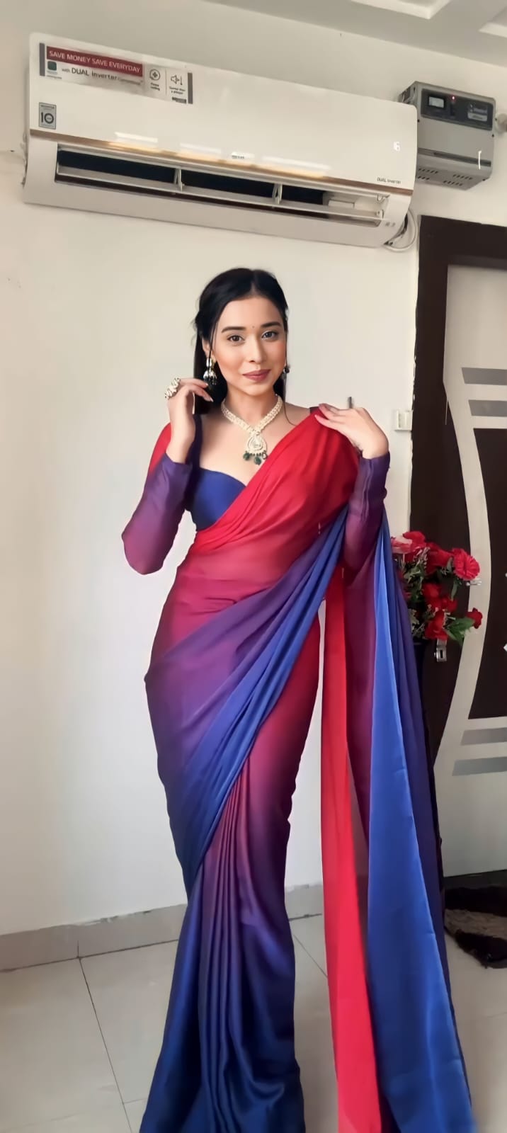 Multicolor Georgette Ready-to-Wear Saree for Women – Elegant Pre-Stitched Ethnic Wear