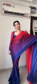 Multicolor Georgette Ready-to-Wear Saree for Women – Elegant Pre-Stitched Ethnic Wear