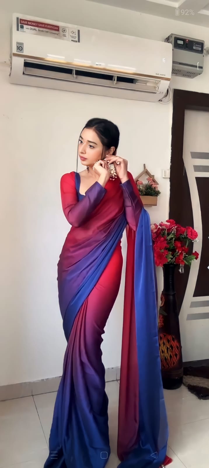 Multicolor Georgette Ready-to-Wear Saree for Women – Elegant Pre-Stitched Ethnic Wear