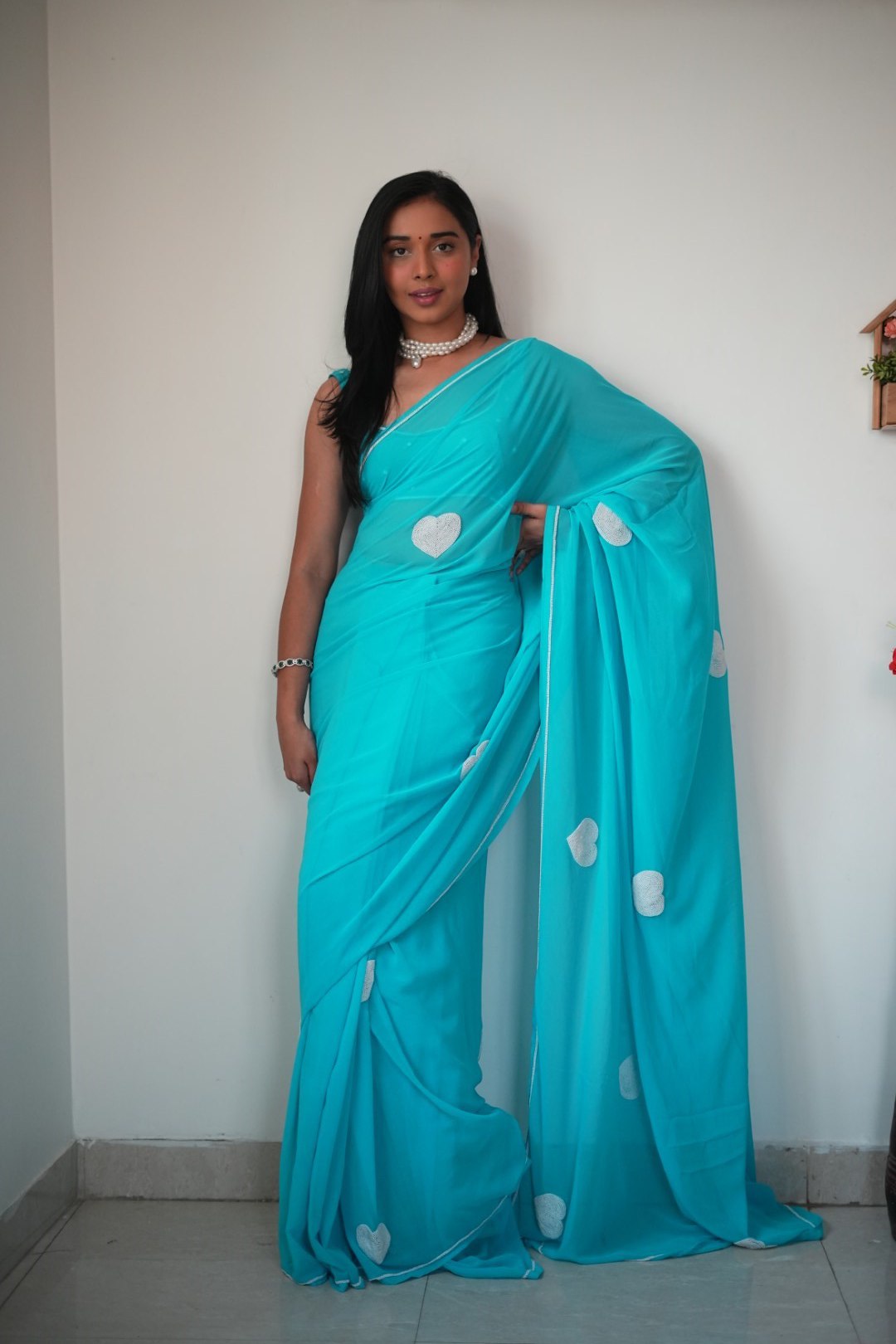Rama Georgette Ready-to-Wear Saree for Women – Elegant Pre-Stitched Ethnic Wear