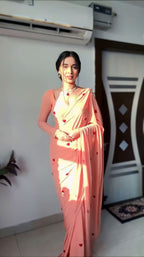 Peach Georgette Ready-to-Wear Saree for Women – Elegant Pre-Stitched Ethnic Wear