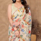 Peach Georgette Ready-to-Wear Saree for Women – Elegant Pre-Stitched Ethnic Wear