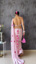 Pink Georgette Ready-to-Wear Saree for Women – Stylish Pre-Stitched Ethnic Wear