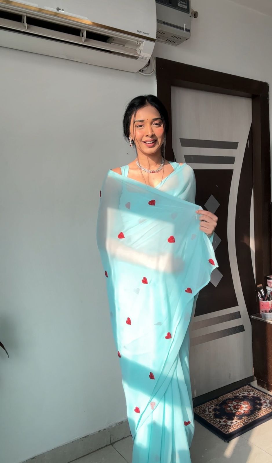 Sky Blue Ready-to-Wear Saree for Women – Graceful Pre-Stitched Ethnic Wear