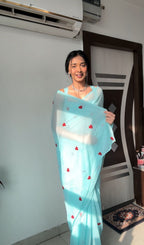 Sky Blue Ready-to-Wear Saree for Women – Graceful Pre-Stitched Ethnic Wear