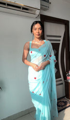 Sky Blue Ready-to-Wear Saree for Women – Graceful Pre-Stitched Ethnic Wear