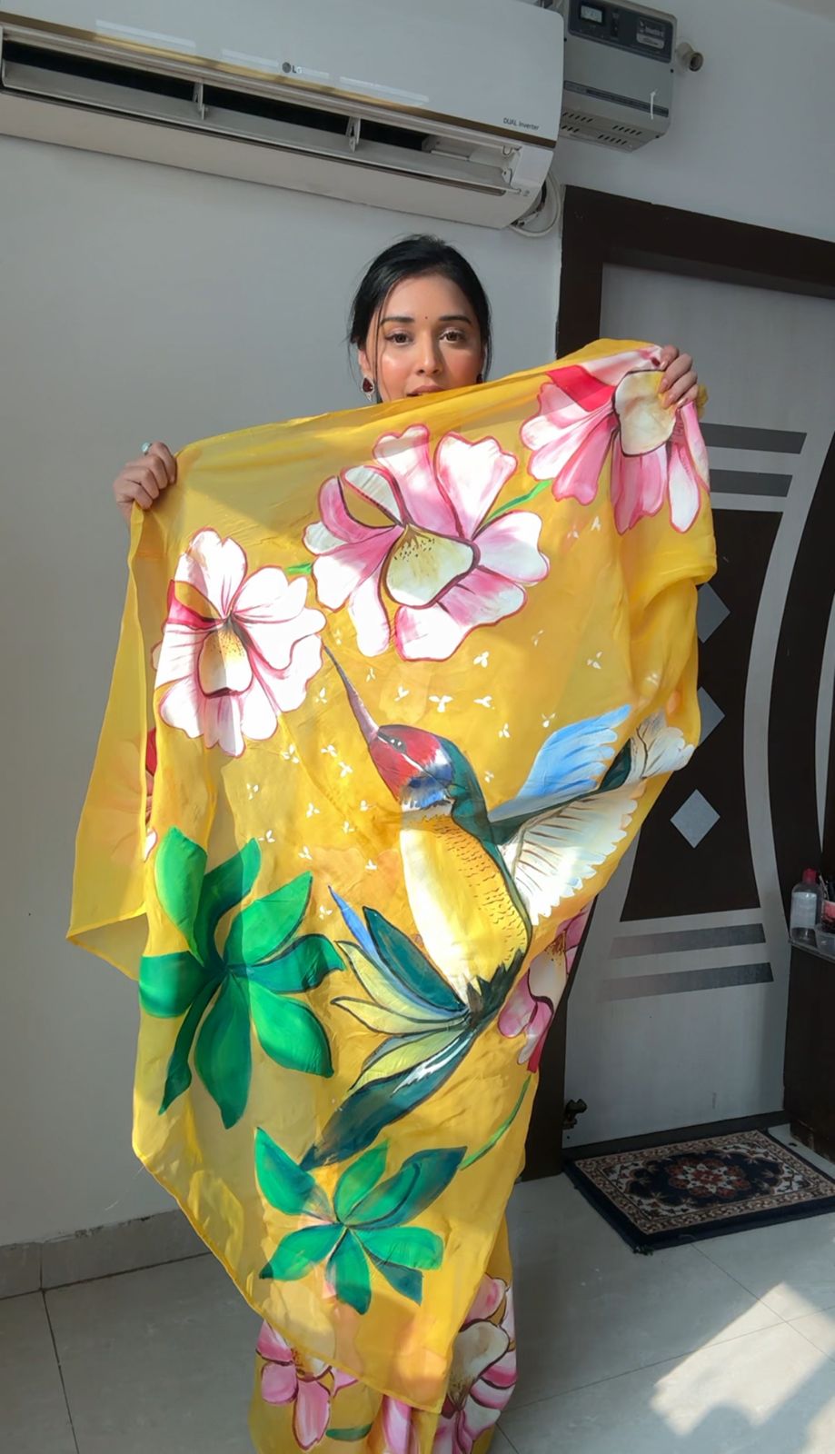 Yellow Organza Ready-to-Wear Saree for Women – Stylish Pre-Stitched Festive & Party Wear