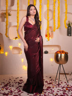 Silk Maroon Ready-to-Wear Saree for Women – Elegant Pre-Stitched Ethnic Wear