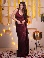 Silk Maroon Ready-to-Wear Saree for Women – Elegant Pre-Stitched Ethnic Wear