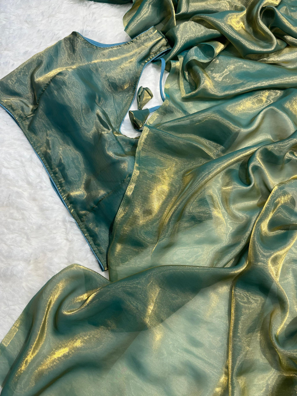 Silk Green Ready-to-Wear Saree for Women – Elegant Pre-Stitched Ethnic Wear