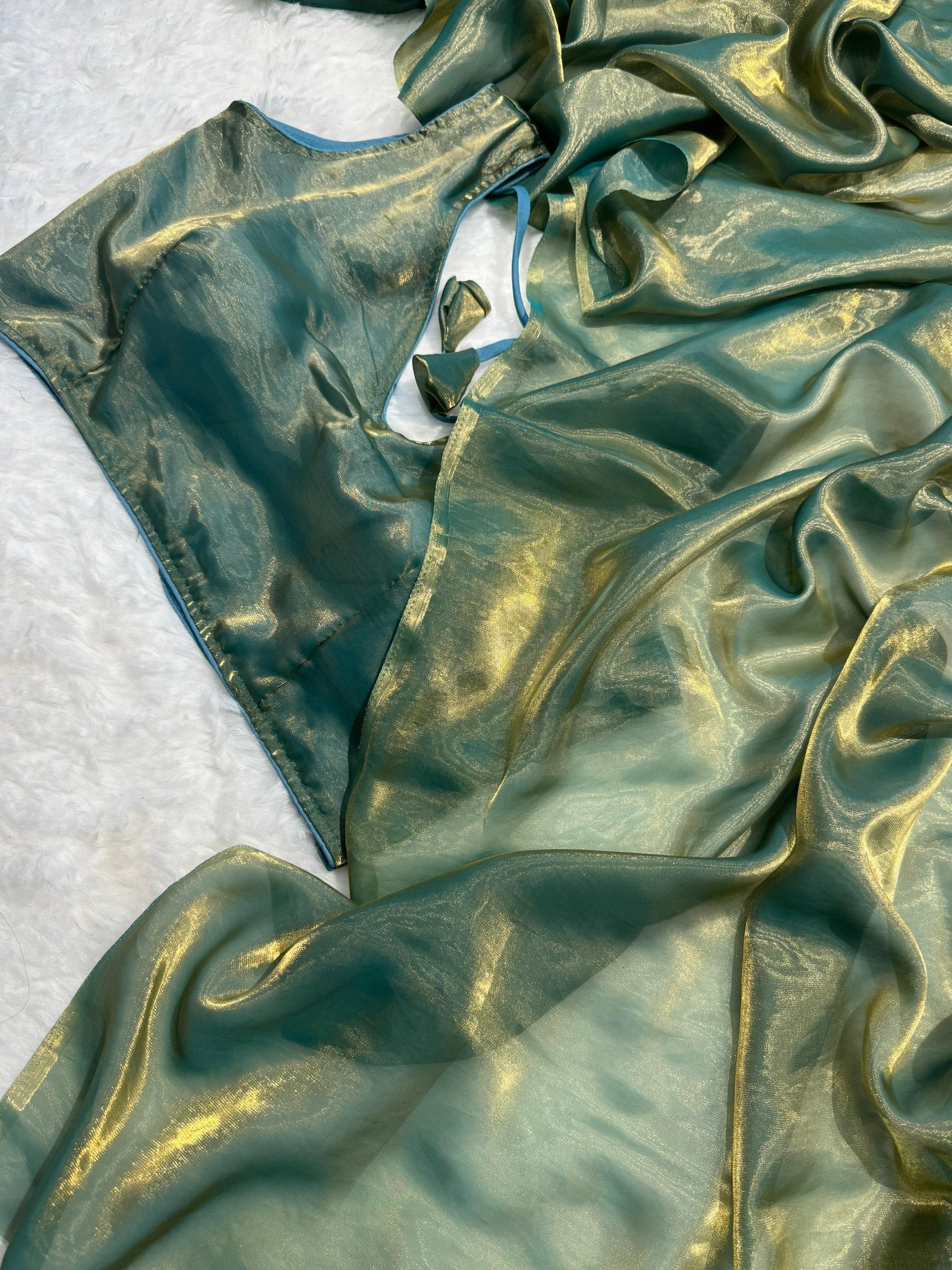 Silk Green Ready-to-Wear Saree for Women – Elegant Pre-Stitched Ethnic Wear