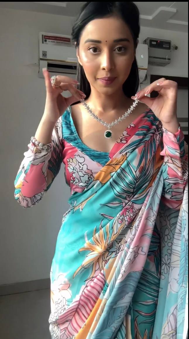 Ready to Wear Multi-Color Printed Georgette Saree with Unstitched Blouse