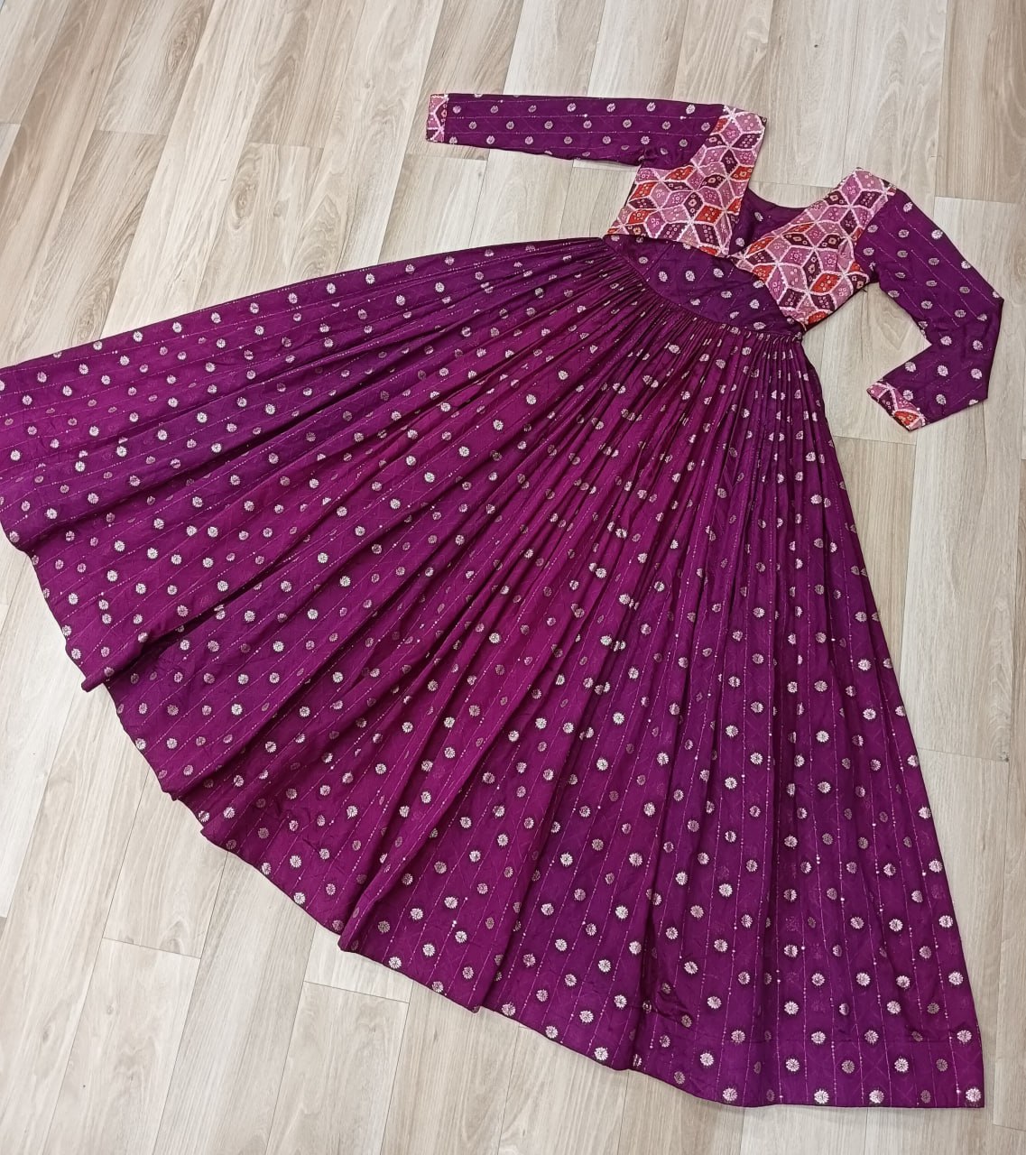 Position Print Wine Choli Gown with Staple Jacquard Weaving Work – Ethnic Partywear for Women