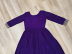 Designer Faux Blooming Georgette Purple Gown with Zari & Sequins Embroidery and Matching Dupatta