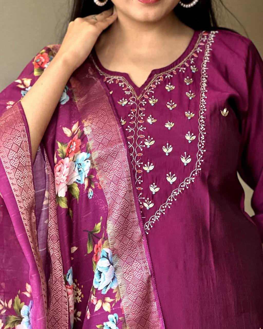 Women’s Purple Rayon Kurta Set with Elegant Lagdi Jacquard Dupatta