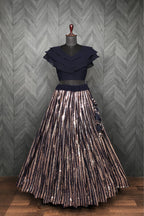 Designer Faux Blooming Black Lehenga Choli with Sequins Work – Full Stitched | Frill Blouse | Size 40-44