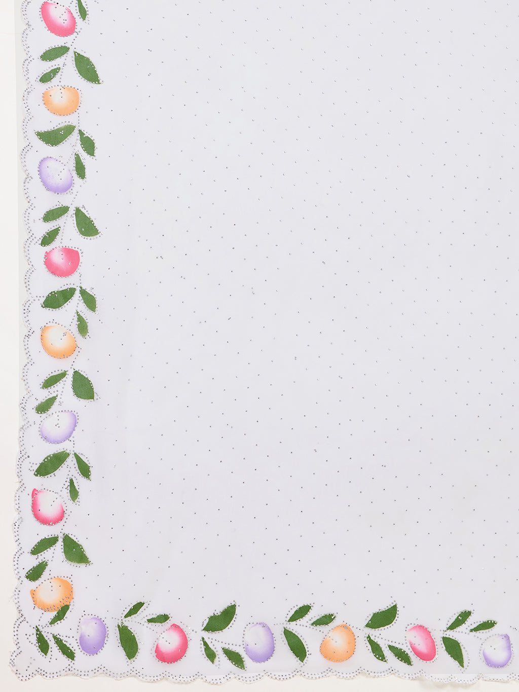 White Georgette Soft Saree with Floral Brush Print & Intricate Border – Elegant Pastel Saree for Festive & Daily Wear