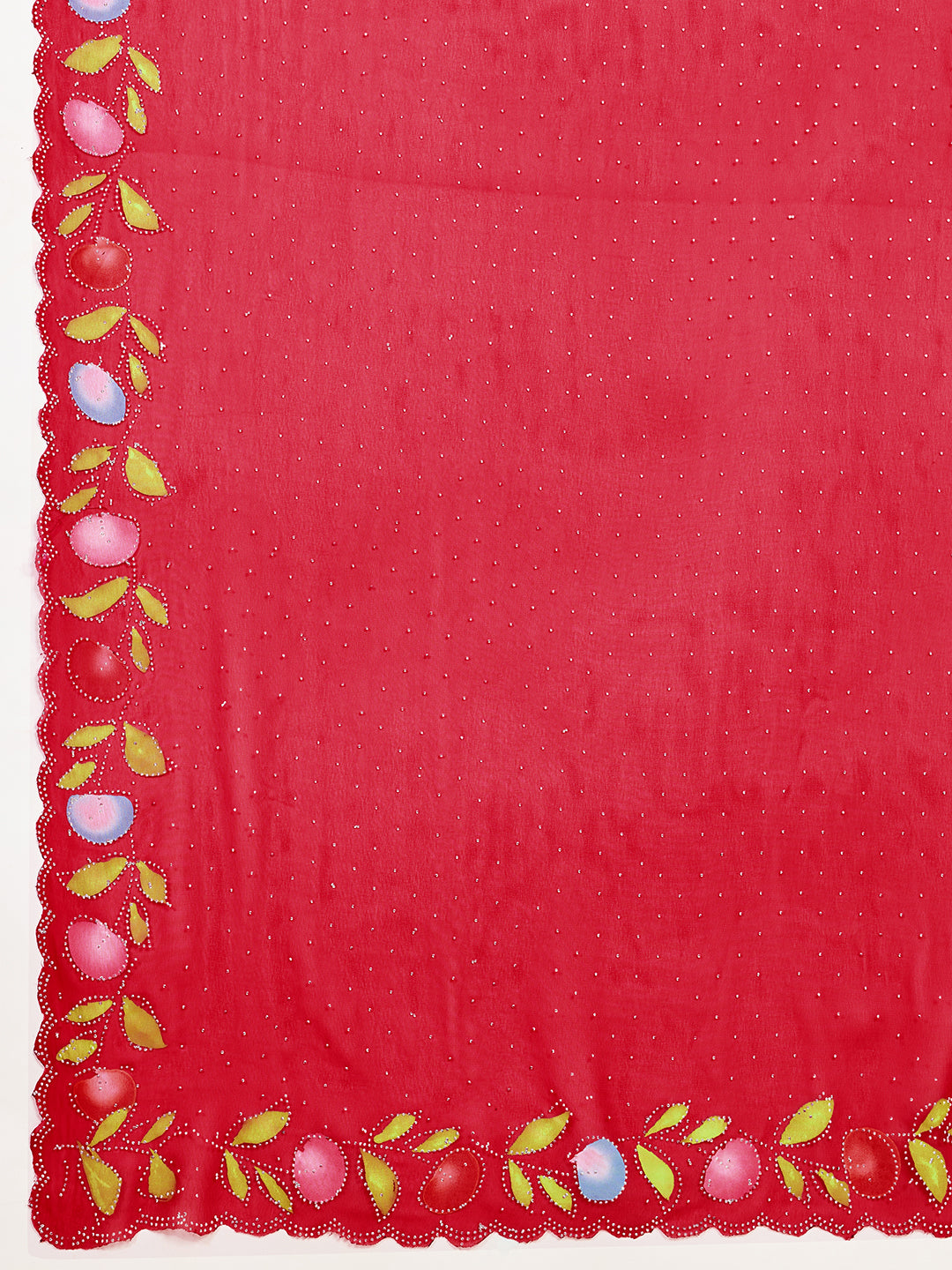 Red Georgette Soft Saree with Floral Brush Print & Intricate Border – Elegant Pastel Saree for Festive & Daily Wear