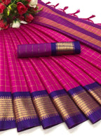 Designer-Inspired Soft Silk Pink Saree with Striking Pallu & Blouse – Perfect for Weddings&Festive