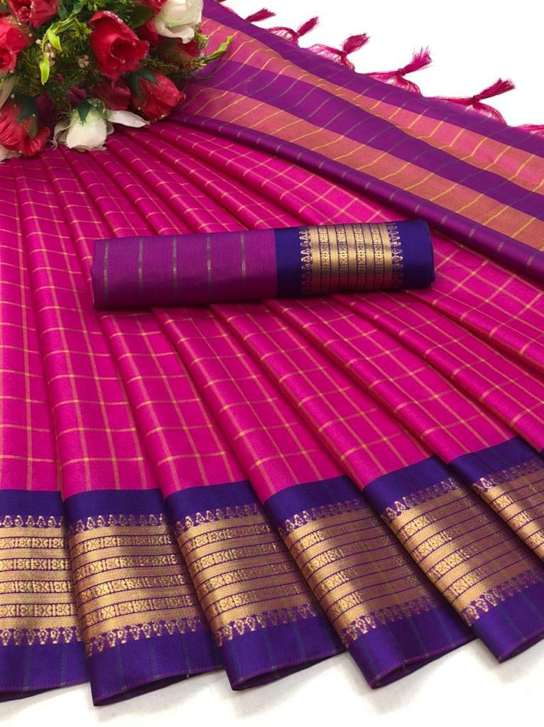 Designer-Inspired Soft Silk Pink Saree with Striking Pallu & Blouse – Perfect for Weddings&Festive