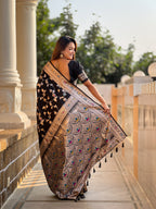 Black Varni Fabrics Women's Traditional Banarasi Silk Saree with Woven Design & Blouse