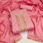Jacquard with Handwork Dress Material for Women Embroidered Unstitched Woman Salwar Suit Dress Material With Cotton Dupatta