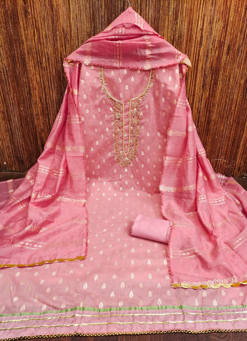 Jacquard with Handwork Dress Material for Women Embroidered Unstitched Woman Salwar Suit Dress Material With Cotton Dupatta