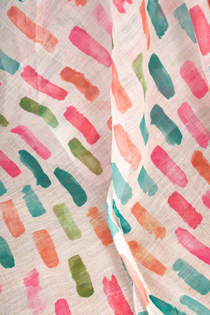 Ready-to-Wear 1-Minute Pocket Linen Saree with Printed Zari Stripe Border